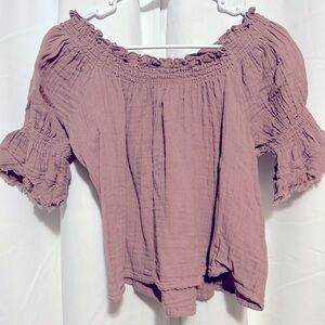 Natural life linen cropped blouse